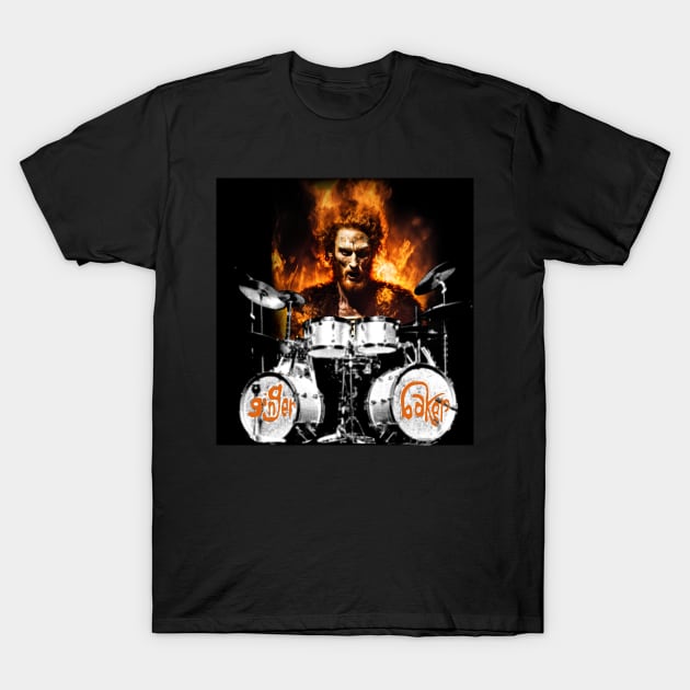 Ginger Baker is on fire T-Shirt by Mr. 808